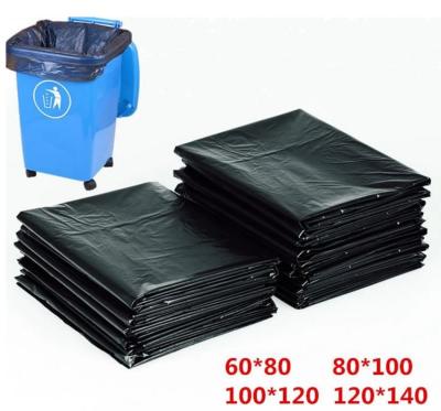 China HDPE Material Flat Recyclable Garbage Bags Embossed Surface Black Colour for sale