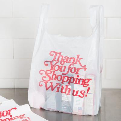 中国 白い色の小さいTシャツは、プラスチックTシャツの食料雑貨入れの袋10 - 25MIC厚さ袋に入れます 販売のため