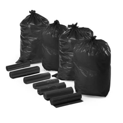 China Extra Strong HDPE Recyclable Garbage Bags Custom Printed Black Color for sale