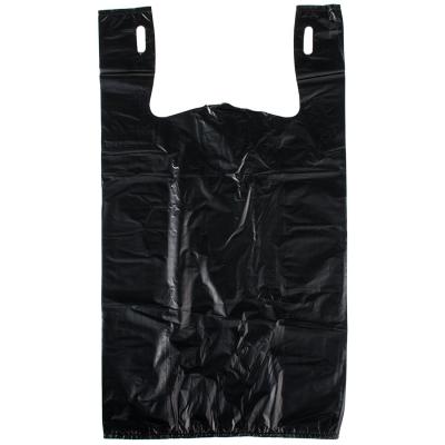 China Plastic Grocery T Shirt  Bag Plain Black 12 X 6 X 21 (1000ct, Black)  , HDPE Material for sale