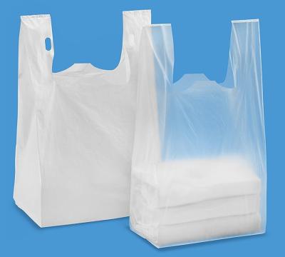 China T Shirt Shopping Bags 13 mic . 1000/case ,WHITR Colour With Printing , HDPE material for sale