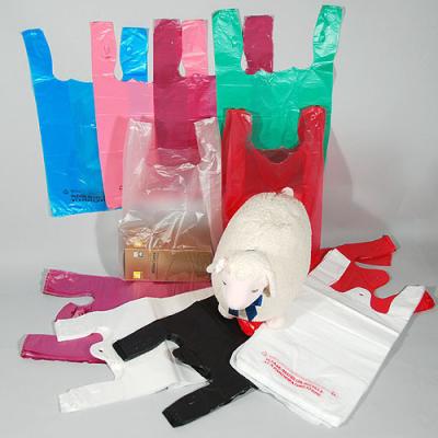 China Os sacos de compras plásticos da camisa do mantimento T Plain o material branco 12