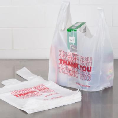 China Retail White Plastic Thank You Bags , Custom T Shirt Bags For Grocery for sale