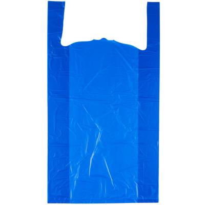 China Heavy Duty Plastic T Shirt Shopping Bags Blue Color Flat Type Customized Size for sale