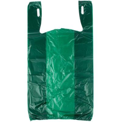 China Green Color Grocery Shopping Bags , Plastic Tee Shirt Bags Environmental Friendly for sale