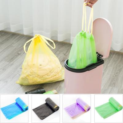 China Yellow String Colored Trash Bags , Can Liners Trash Bags Custom Printing for sale