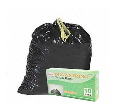 China HDPE Black Drawstring Garbage Bags High Durability Environmental Friendly for sale