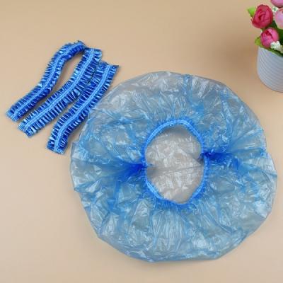 China Thickening Elastic PE Shower Cap Disposable 100-200Pcs for Salon Hotel Travel for sale
