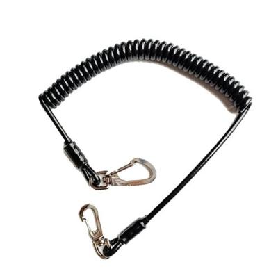 China Snap Hook Coiled Cable Lanyard 1.5m Extended PU Adjustable unique swivelling for sale