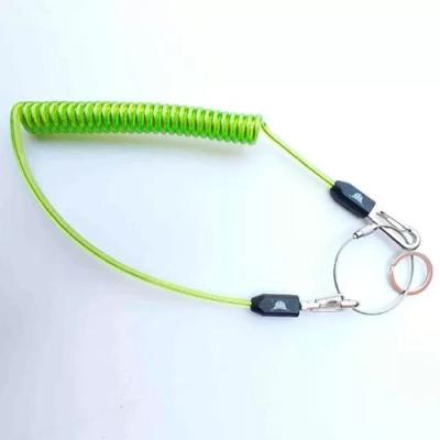 China 5.0mm Cord Transparent Green Coil Tool Lanyard For Split Ring for sale