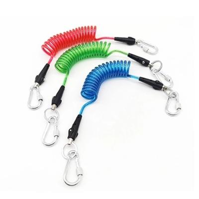 China Colorful PU Plastic Stretchy Lanyard Cord With Locking Screwgate Carabiners for sale