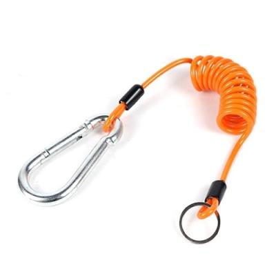 China Stretchable Orange TPU Plastic Coil Lanyard 1.5m Length for sale