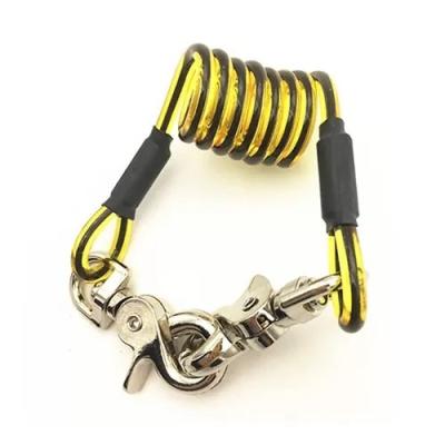 China Translucent Yellow PU Coated Plastic Coil Lanyard for sale