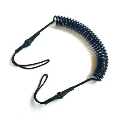 China Fall Protection Black PU Spiral Paddle Board Leashes 1.5m for sale