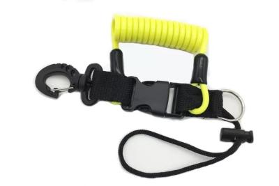 China Yellow Cord Quick Release Coil Lanyard For Scuba Diving Stopdrop Expander Safety for sale