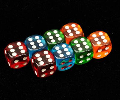 China Colorful Plastic 8 / 10 / 12 / 14mm Casino Magic Dice For Betting Games Cheat for sale