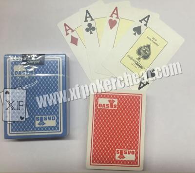 China Gambling Gadget Naipes Fournier Plastic 2818 Red / Blue Jumbo Face Playing Cards for sale