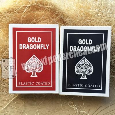China Gold Dragonfly Plastic Coated Playing Cards With 2 Regular Index for sale