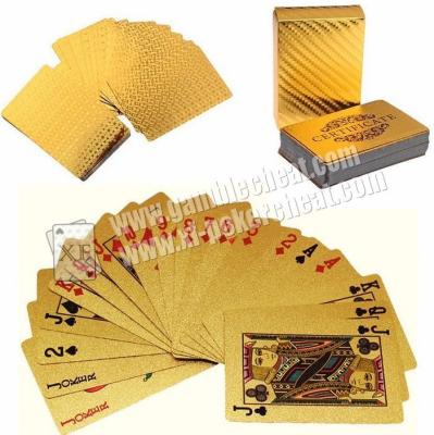 China El póker impermeable de engaño 2 de la hoja de oro del plástico 24K del artículo de la magia numera en venta
