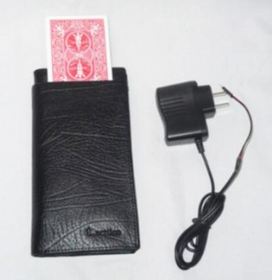 China Black Leather Electronic Change Card Wallet Poker Cheat Device / Poker Card Analyzer for sale