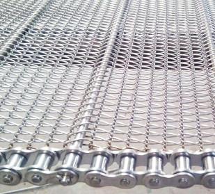 China 400mm 500mm Metal Wire Mesh Conveyor Flat Flex Belt With Chain for sale
