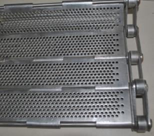 China Perforated 430 Stainless Steel Chip Conveyor Chain Plate Belt for sale