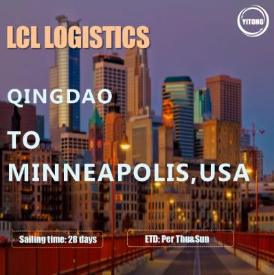 中国 Qingdao To Minneapolis Global LCL Freight Shipping Forwarder 28 Days 販売のため