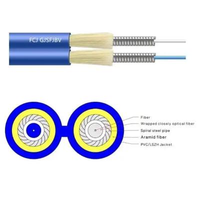 Chine 1 noyau / 2 noyau câble blindé à fibre optique, câble blindé à fibre optique en mode unique intérieur à vendre