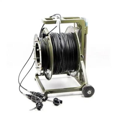 China Portable Empty Retractable Cable Reel 100M 200M 500M Armored Tactical Fiber Optic Patch Cord for sale