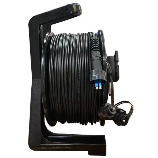 Quality Tactical Fiber Optic Cable Reel LC To LC Single Mode Fibre Cable Reel 100m 200m for sale