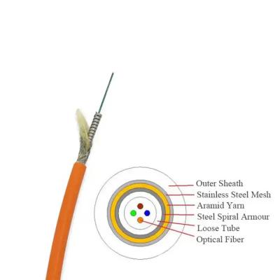 China 4 Core Armoured Fiber Optic Cable Indoor Outdoor GJSFXH Tactical Fiber Cable for sale