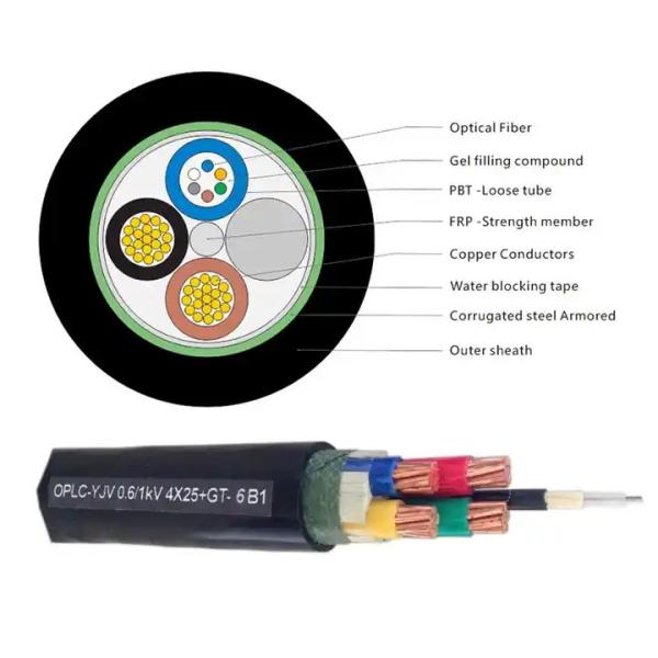 Quality Outdoor Hybrid 4 Core Fiber Optic Cable For USA UK EUROPE MARKET for sale