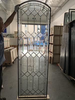 China Decorative Arched Leaded Glass Windows Triple Glazed Sliding Door exterior door leaded glass for sale