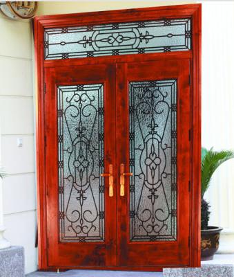 China 3.2MM Glass Front Doors With Wrought Iron Glass For Exterior Door for sale