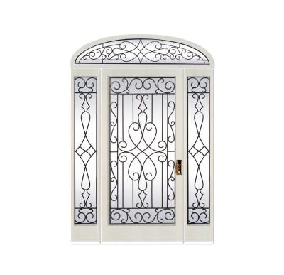 China 18mm 22x10 Inch Wrought Iron Glass Front Door With Iron Classic Style for sale
