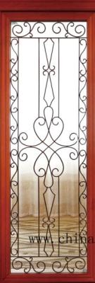 China 22x48 Inch Wrought Iron Glass Hot Resistance Entry Door Low E Glass for sale