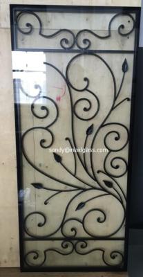 China 8X8 MM Front Iron Doors With Glass Inserts Wrought Iron Erosion Resistance 1.8m for sale