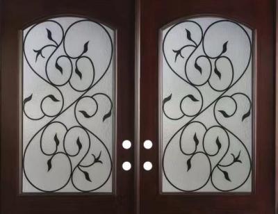 China 10x10 MM Wrought Iron Glass 25.4mm And Glass Entry Doors Triple Glazed for sale