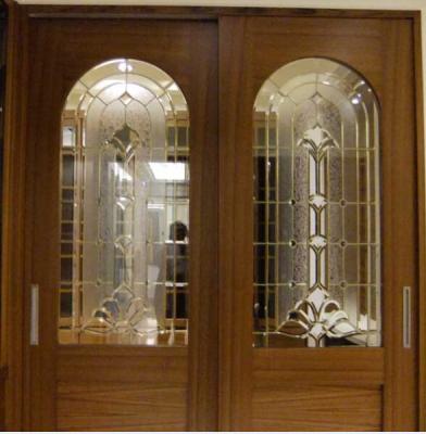 China 4MM 2300 X 2000MM Craftsman Leaded Beveled Glass Doors Windows With Brass Came for sale