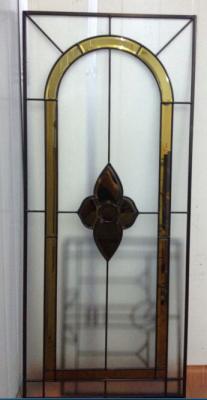 China Single Layer Decorative Leaded Glass With Patina Caming And Golden Beveled Glass for sale