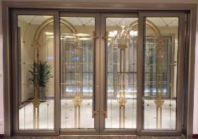 China Puerta decorativa de vidrio emplomado para puertas corredizas exportadas a Estados Unidos y Canadá en venta