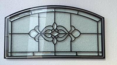 China Arched Door Leaded Glass with brass zinc patina caming for front doors for sale