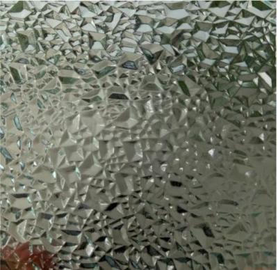China 2440X1830 mm Clear Diamond Textured Tempered Glass 4MM 5MM Karatachi for sale