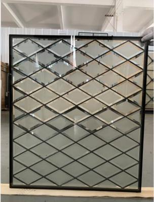 China 25.4MM Acid etched Beveled Decorative Leaded Glass Contemporary For Exterior Doors for sale