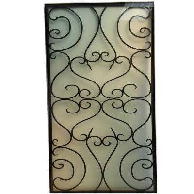 China 2.54CM Wrought Iron And Glass Front Entry Doors Inserts 10X10MM Steel Dust Proof for sale