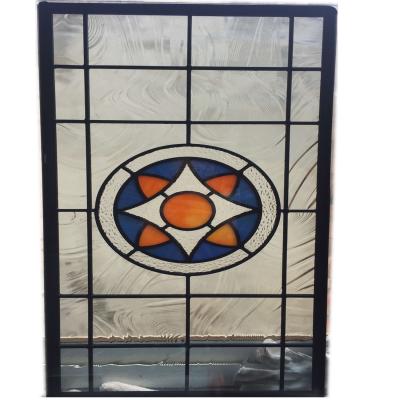 China 650MM 35CM Stained Diamond Leaded Glass Cabinet Windows Satin Nickel for sale