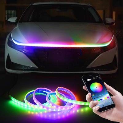 China Flexible 12V Led Car Hood Lights Strip Auto Engine Cover Atmosphere Daytime Running Light for sale