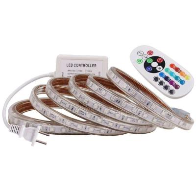 China 220V 60Led/M 5050 Rgb Led Strip 12v Waterproof With Blue Tooth Controller for sale