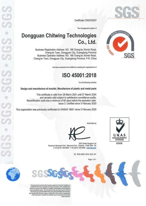 ISO45001：2018 - Dongguan Chitwing Technologies Co., Ltd