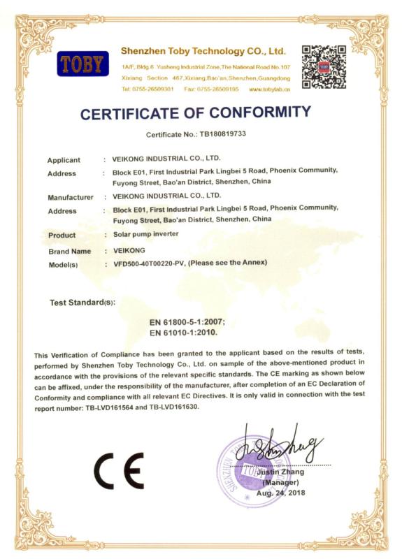 VFD500-PV CE - Shenzhen LuoX Electric Co., Ltd.